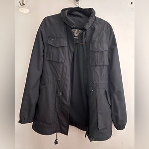 Nobis women’s navy coloured rain jacket.